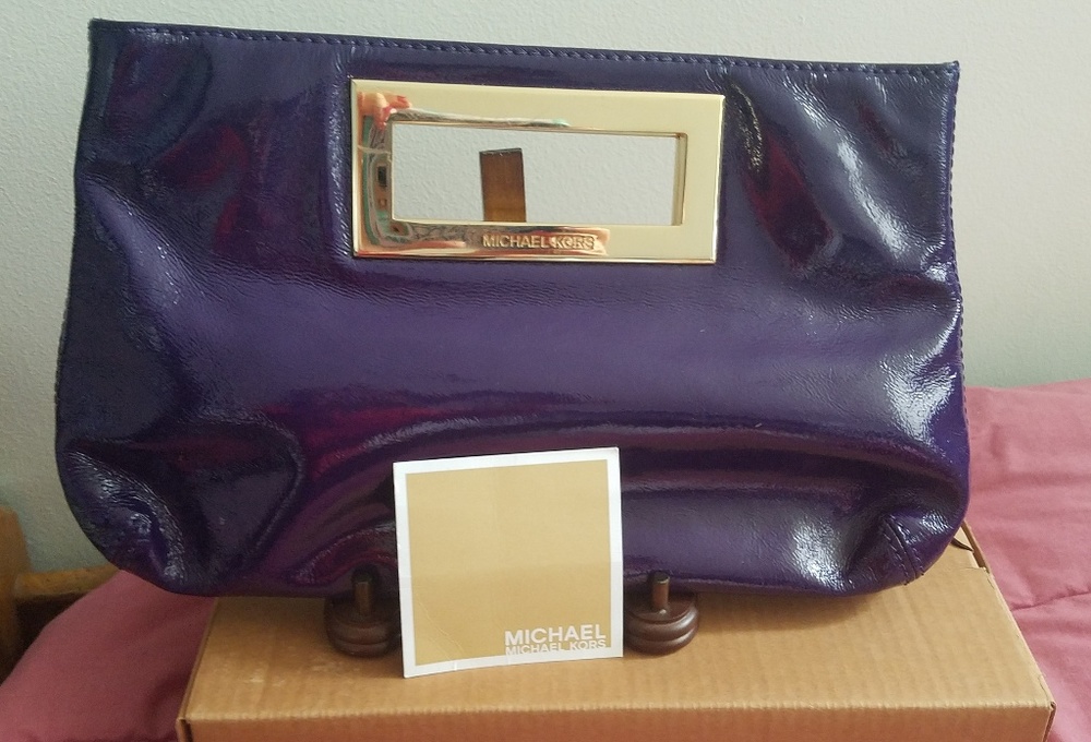Michael Kors Purple & Gold "Berkley" Clutch bag
